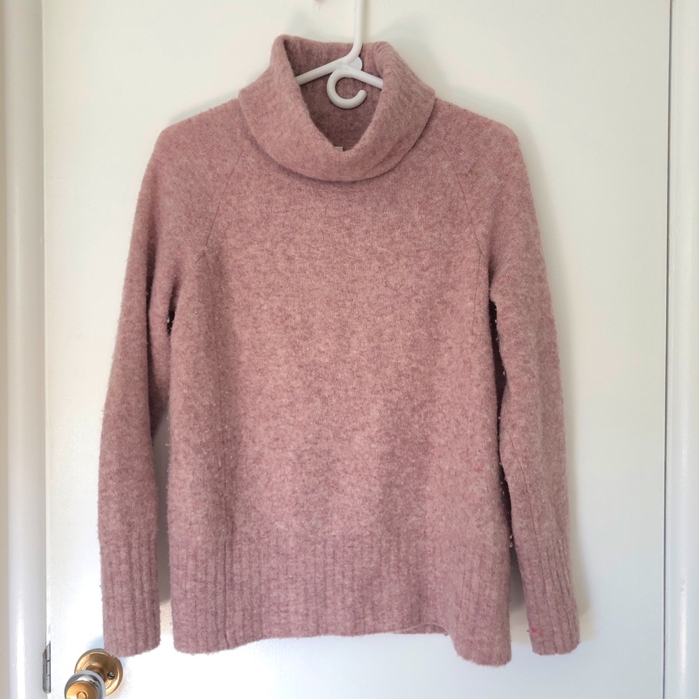Turtleneck sweater in mauve from Aritzia.